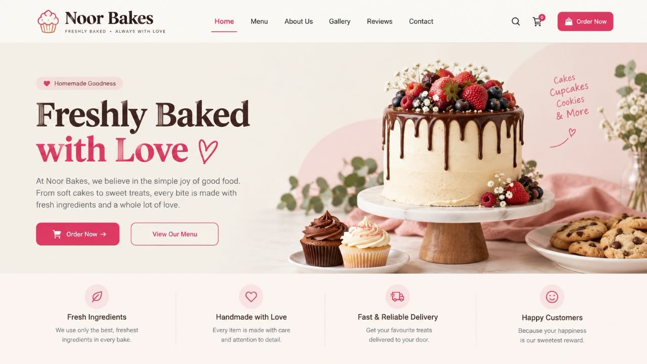 Instagram feed grid from the Noor Bakes social media growth campaign